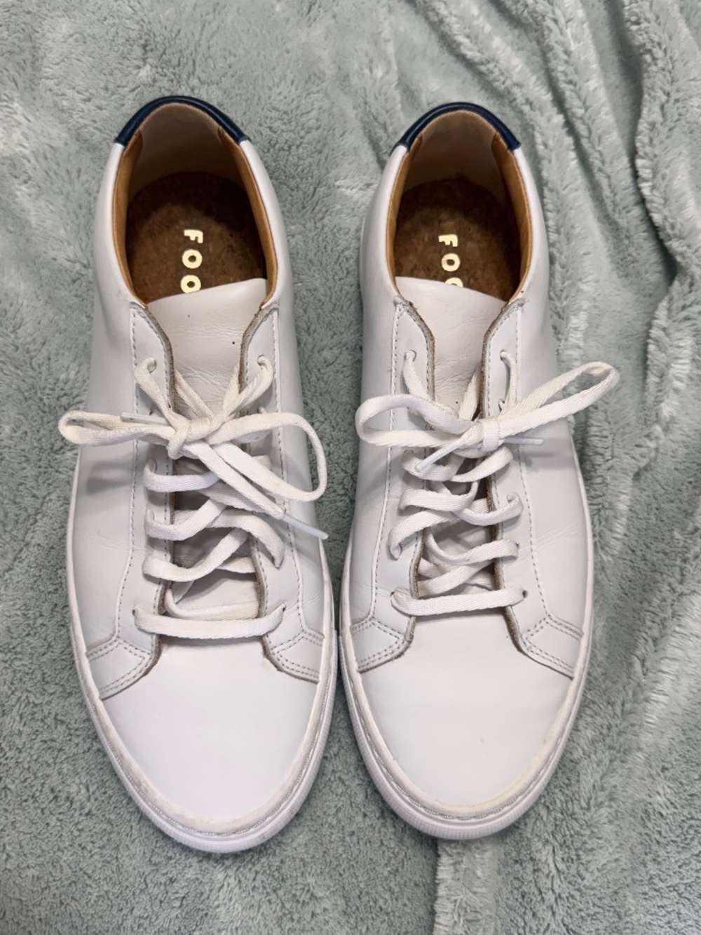 FootJoy FJ Court Lifestyle Men's Golf Shoes White Leather Navy 56388 Size 7.5